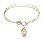 St Barbara Round Eye Hook Bangle Bracelet - Gold-Filled Charm - 6.25 Inch 9006GF