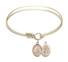 St Sebastian - Skiing Round Eye Hook Bangle Bracelet - Gold-Filled Charm - 6.25 Inch 9169GF