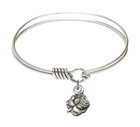 Rosebud Round Eye Hook Bangle Bracelet - Sterling Silver Charm - 6.25 Inch 0202SS