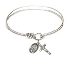 Miraculous - Crucifix Round Eye Hook Bangle Bracelet - Sterling Silver Charm - 6.25 Inch 0702MSETS Miraculous - Crucifix Round Eye Hook Bangle Bracelet - Sterling Silver Charm - 6.25 Inch 0702MSETS