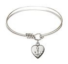 Heart - Confirmation Round Eye Hook Bangle Bracelet - Sterling Silver Charm - 6.25 Inch 0891SS Heart - Confirmation Round Eye Hook Bangle Bracelet - Sterling Silver Charm - 6.25 Inch 0891SS