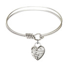 Guardian Angel Heart Round Eye Hook Bangle Bracelet - Sterling Silver Charm - 6.25 Inch 3402SS Guardian Angel Heart Round Eye Hook Bangle Bracelet - Sterling Silver Charm - 6.25 Inch 3402SS