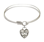 Confirmation Heart Round Eye Hook Bangle Bracelet - Sterling Silver Charm - 6.25 Inch 3405SS Confirmation Heart Round Eye Hook Bangle Bracelet - Sterling Silver Charm - 6.25 Inch 3405SS