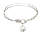 Claddagh Round Eye Hook Bangle Bracelet - Sterling Silver Charm - 6.25 Inch 4113SS