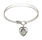 Scapular Round Eye Hook Bangle Bracelet - Sterling Silver Charm - 6.25 Inch 4126SS