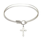 Cross Charm Round Eye Hook Bangle Bracelet - Sterling Silver Charm - 6.25 Inch 4158CSS Cross Charm Round Eye Hook Bangle Bracelet - Sterling Silver Charm - 6.25 Inch 4158CSS