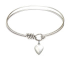 Heart Round Eye Hook Bangle Bracelet - Sterling Silver Charm - 6.25 Inch 4158HSS