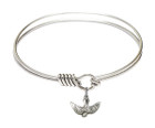 Holy Spirit Round Eye Hook Bangle Bracelet - Sterling Silver Charm - 6.25 Inch 5911SS