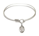St Alexander Sauli Round Eye Hook Bangle Bracelet - Sterling Silver Charm - 6.25 Inch 9012SS