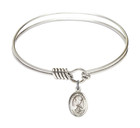 St Sarah Round Eye Hook Bangle Bracelet - Sterling Silver Charm - 6.25 Inch 9097SS