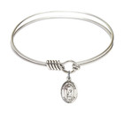 St Stephen The Martyr Round Eye Hook Bangle Bracelet - Sterling Silver Charm - 6.25 Inch 9104SS St Stephen The Martyr Round Eye Hook Bangle Bracelet - Sterling Silver Charm - 6.25 Inch 9104SS