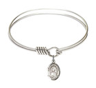 Our Lady of La Vang Round Eye Hook Bangle Bracelet - Sterling Silver Charm - 6.25 Inch 9115SS
