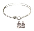 St Christopher - Dance Round Eye Hook Bangle Bracelet - Sterling Silver Charm - 6.25 Inch 9143SS