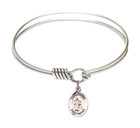 St Maron Round Eye Hook Bangle Bracelet - Sterling Silver Charm - 6.25 Inch 9417SS