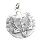 St. Joan of Arc Battle Flag Medal - Sterling Silver 1" Round Antique Replica Pendant St. Joan of Arc Battle Flag Medal - Sterling Silver 1" Round Antique Replica Pendant