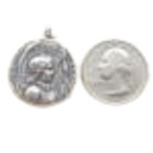 St. Joan of Arc Battle Flag Medal - Sterling Silver 1" Round Antique Replica Pendant St. Joan of Arc Battle Flag Medal - Sterling Silver 1" Round Antique Replica Pendant