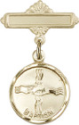 Personalized Baby Badge - Engraved Badge Pin with Baptism Charm