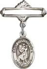 Personalized Baby Badge - Engraved Badge Pin with St. Christopher Charm