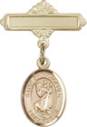 Personalized Baby Badge - Engraved Badge Pin with St. Christopher Charm
