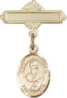 Personalized Baby Badge - Engraved Badge Pin with St. Alexander Constantinople Charm