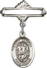 Personalized Baby Badge - Engraved Badge Pin with St. George Charm