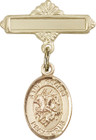 Personalized Baby Badge - Engraved Badge Pin with St. George Charm