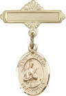 Personalized Baby Badge - Engraved Badge Pin with St. Gerard Majella Charm