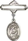 Personalized Baby Badge - Engraved Badge Pin with St. Jason Charm