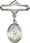 Personalized Baby Badge - Engraved Badge Pin with St. Margaret Mary Alacoque Charm