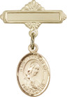 Personalized Baby Badge - Engraved Badge Pin with St. Philomena Charm