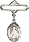 Personalized Baby Badge - Engraved Badge Pin with St. Philip the Apostle Charm