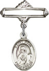 Personalized Baby Badge - Engraved Badge Pin with St. Paul the Apostle Charm