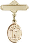 Personalized Baby Badge - Engraved Badge Pin with St. Stephen the Martyr Charm