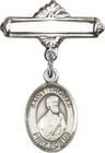 Personalized Baby Badge - Engraved Badge Pin with St. Thomas the Apostle Charm