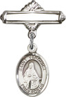 Personalized Baby Badge - Engraved Badge Pin with St. Veronica Charm