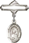 Personalized Baby Badge - Engraved Badge Pin with Our Lady of la Vang Charm