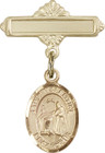 Personalized Baby Badge - Engraved Badge Pin with St. Valentine of Rome Charm