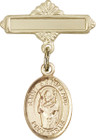 Personalized Baby Badge - Engraved Badge Pin with St. Stanislaus Charm