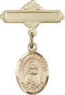 Personalized Baby Badge - Engraved Badge Pin with St. Anastasia Charm