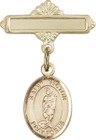 Personalized Baby Badge - Engraved Badge Pin with St. Victor of Marseilles Charm