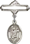 Personalized Baby Badge - Engraved Badge Pin with St. Stephanie Charm