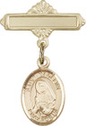Personalized Baby Badge - Engraved Badge Pin with St. Madeline Sophie Barat Charm