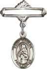 Personalized Baby Badge - Engraved Badge Pin with St. Matilda Charm