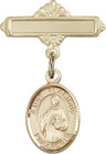 Personalized Baby Badge - Engraved Badge Pin with St. Placidus Charm