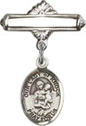 Personalized Baby Badge - Engraved Badge Pin with Our Lady of Knock Charm