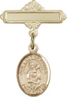 Personalized Baby Badge - Engraved Badge Pin with Our Lady of Knock Charm