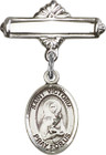 Personalized Baby Badge - Engraved Badge Pin with St. Victoria Charm