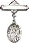 Personalized Baby Badge - Engraved Badge Pin with St. Wenceslaus Charm