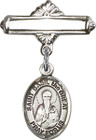 Personalized Baby Badge - Engraved Badge Pin with St. Basil the Great Charm