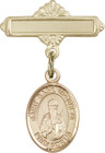 Personalized Baby Badge - Engraved Badge Pin with St. Basil the Great Charm